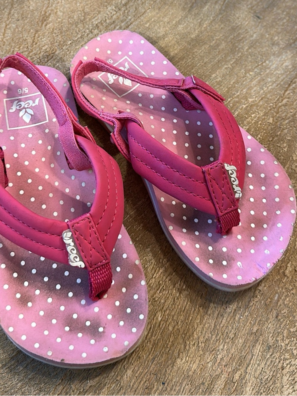 Reef Kids Hot Pink Polka Dot Sandals